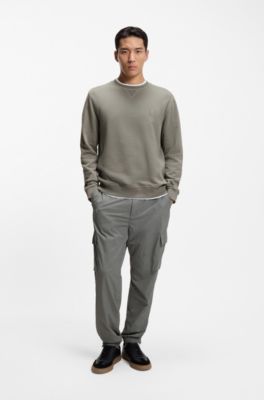 Cotton-terry sweatshirt with logo patch, Grey