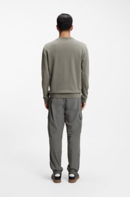 Sweat en molleton de coton avec patch logo, Gris