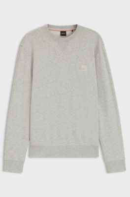 Cotton-terry sweatshirt with logo patch, Light Grey