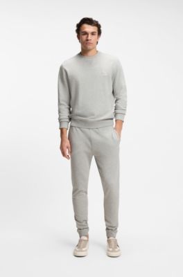 Cotton-terry sweatshirt with logo patch, Light Grey