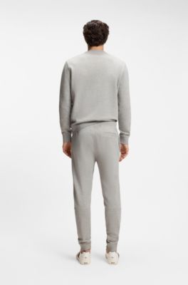 Cotton-terry sweatshirt with logo patch, Light Grey