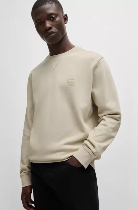 Cotton-terry regular-fit sweatshirt with logo patch