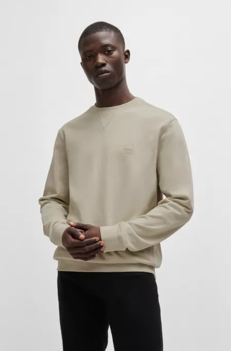 Cotton-terry regular-fit sweatshirt with logo patch