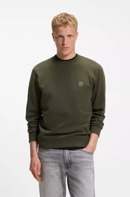 Cotton-terry sweatshirt with logo patch