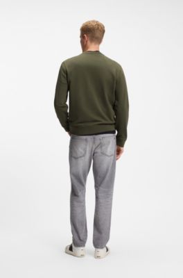 Felpa in terry di cotone con toppa con logo, Oliva