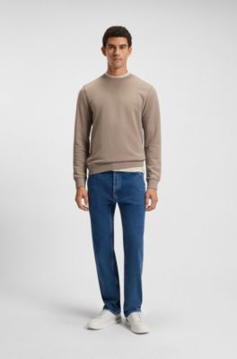 Cotton-terry sweatshirt with logo patch, Light Brown