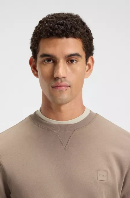 Cotton-terry sweatshirt with logo patch