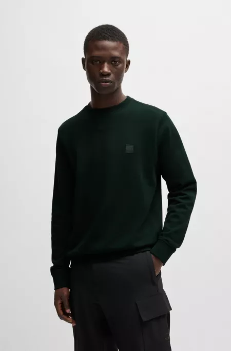 Cotton-terry regular-fit sweatshirt with logo patch