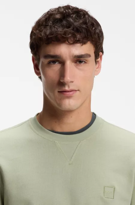 Cotton-terry sweatshirt with logo patch