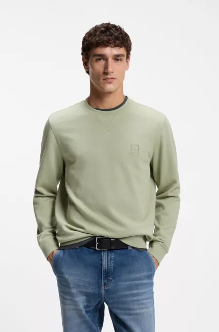 Cotton-terry sweatshirt with logo patch