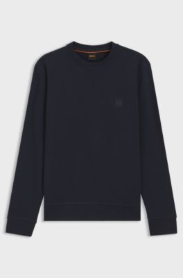 Cotton-terry sweatshirt with logo patch, Dark Blue