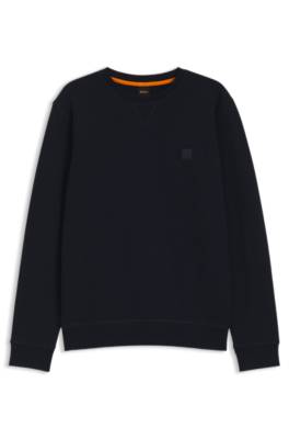 Hugo Boss Cotton-terry Relaxed-fit Sweatshirt With Logo Patch In Blue