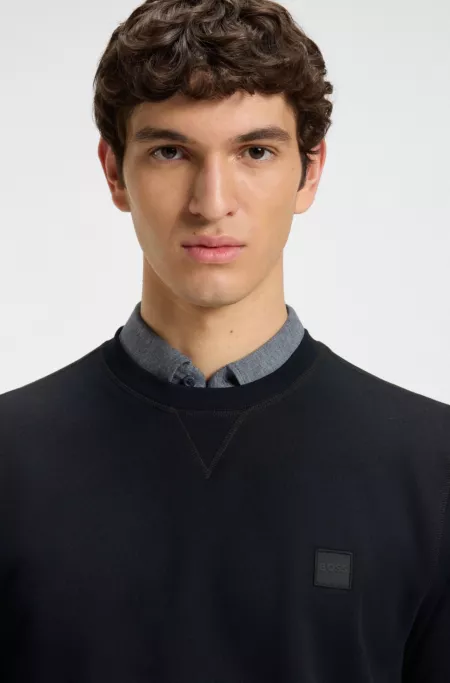 Cotton-terry regular-fit sweatshirt with logo patch