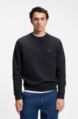 Sweatshirt aus Baumwoll-Terry mit Logo-Patch, Dunkelblau