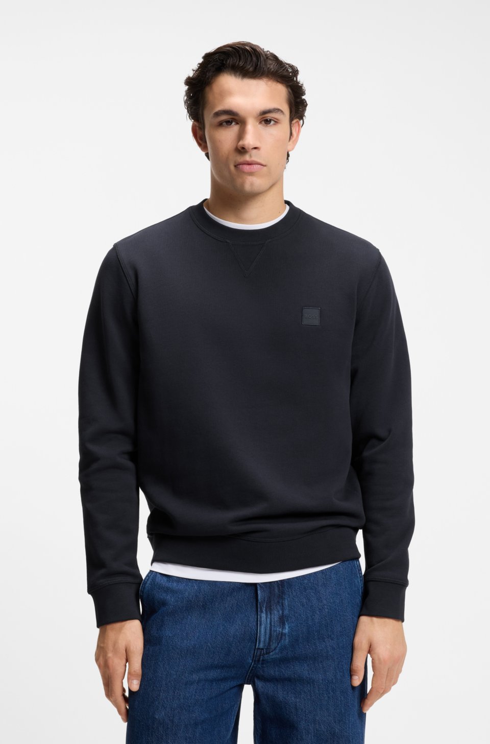 Cotton-terry sweatshirt with logo patch