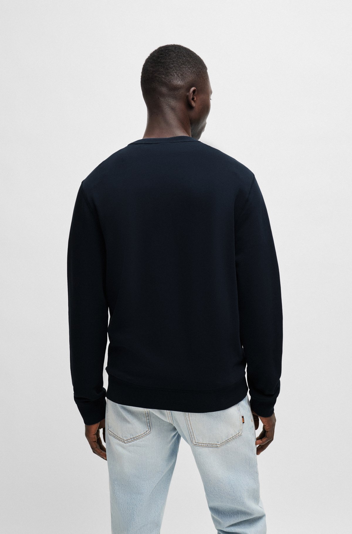 BOSS - Cotton-terry relaxed-fit sweatshirt with logo patch