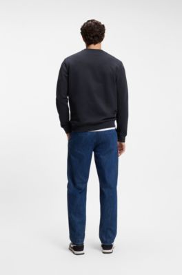 Sweatshirt van katoenen sweat met logopatch, Donkerblauw