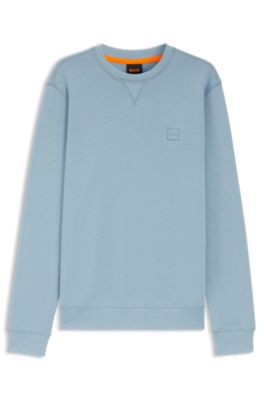 Cotton-terry sweatshirt with logo patch, Light Blue