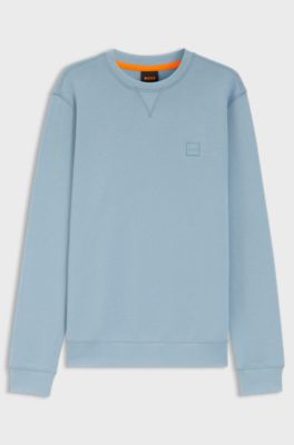 Cotton-terry sweatshirt with logo patch, Light Blue