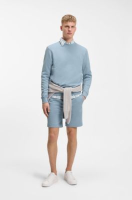 Cotton-terry sweatshirt with logo patch, Light Blue