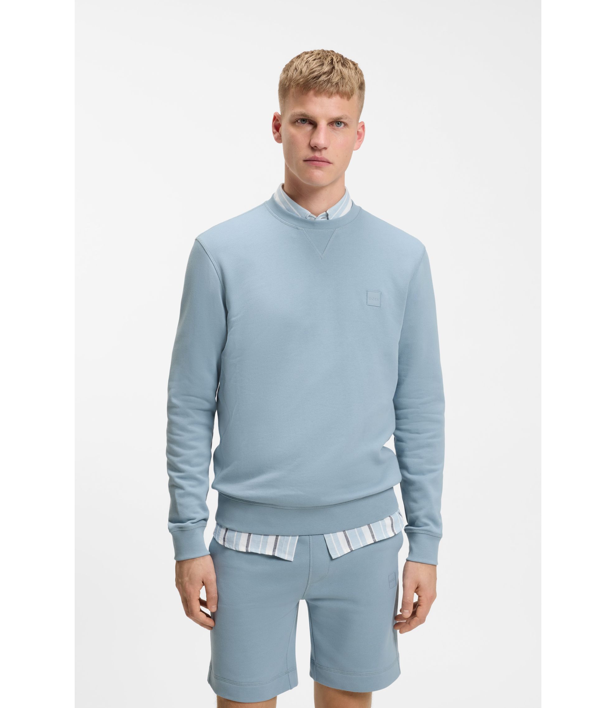 Regular-Fit Sweatshirt aus Baumwoll-Terry mit Logo-Aufnäher