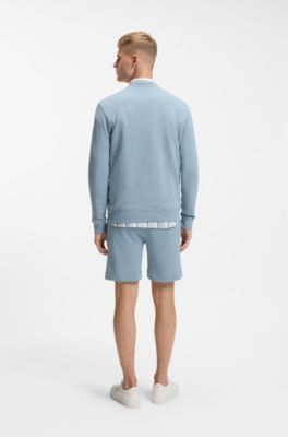 Sweatshirt i terry-bomull med logom&auml;rke, Ljusbl&aring;