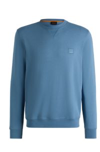 Cotton-terry regular-fit sweatshirt with logo patch, Blue