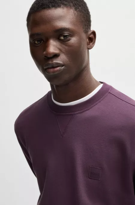 Cotton-terry regular-fit sweatshirt with logo patch