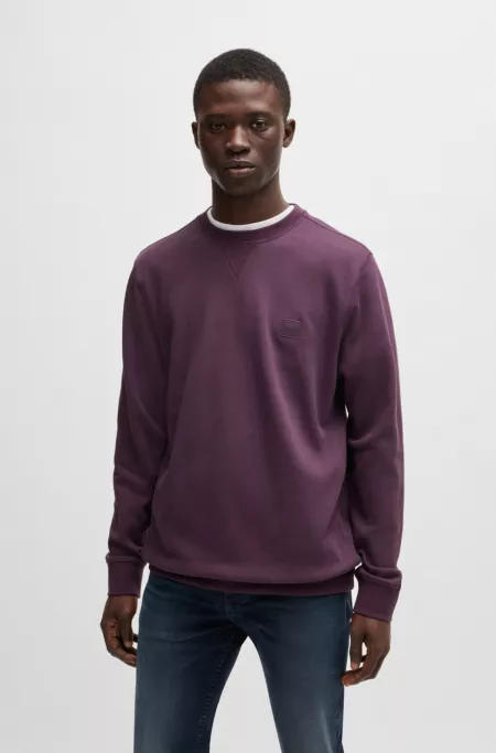 Cotton-terry regular-fit sweatshirt with logo patch