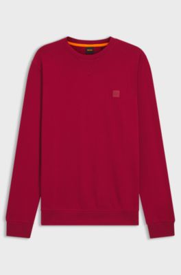 Cotton-terry sweatshirt with logo patch, Red