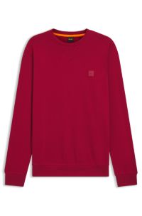 Cotton-terry sweatshirt with logo patch, Red
