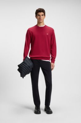 Cotton-terry sweatshirt with logo patch, Red