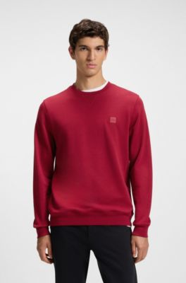 Cotton-terry sweatshirt with logo patch, Red