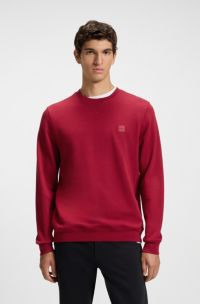 Cotton-terry sweatshirt with logo patch, Red