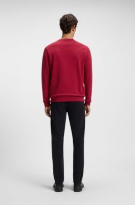 Cotton-terry sweatshirt with logo patch, Red
