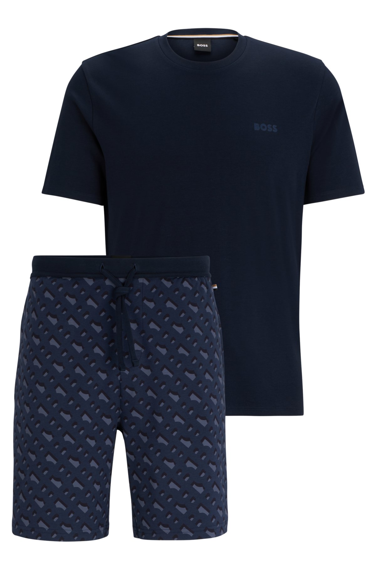 Interlock-cotton pyjamas with branding in gift box, Dark Blue