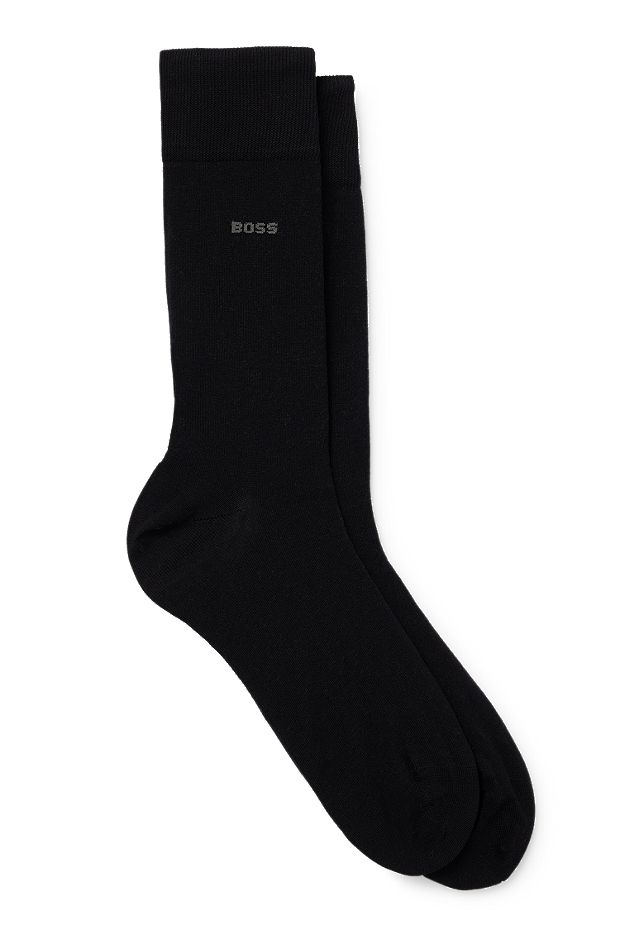 Mittelhohe Socken aus Stretch-Baumwolle im Zweier-Pack, Schwarz