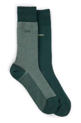 Hugo Boss Two-pack Of Socks In A Cotton Blend In Black