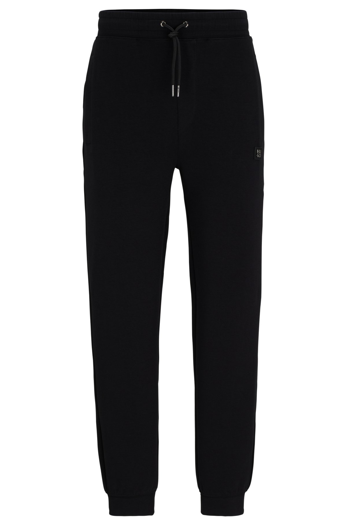 HUGO - Stretch-cotton tracksuit bottoms with stacked logo