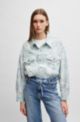 Cotton-denim jacket with embroidered pattern, Light Blue
