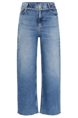 Blue jeans with belt detail, Blue