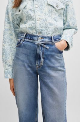 Blue jeans with belt detail, Blue