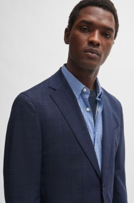 BOSS Slimfit suit in checked virgin wool
