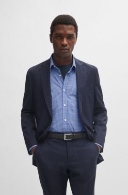 BOSS Costume Slim Fit en laine vierge à carreaux