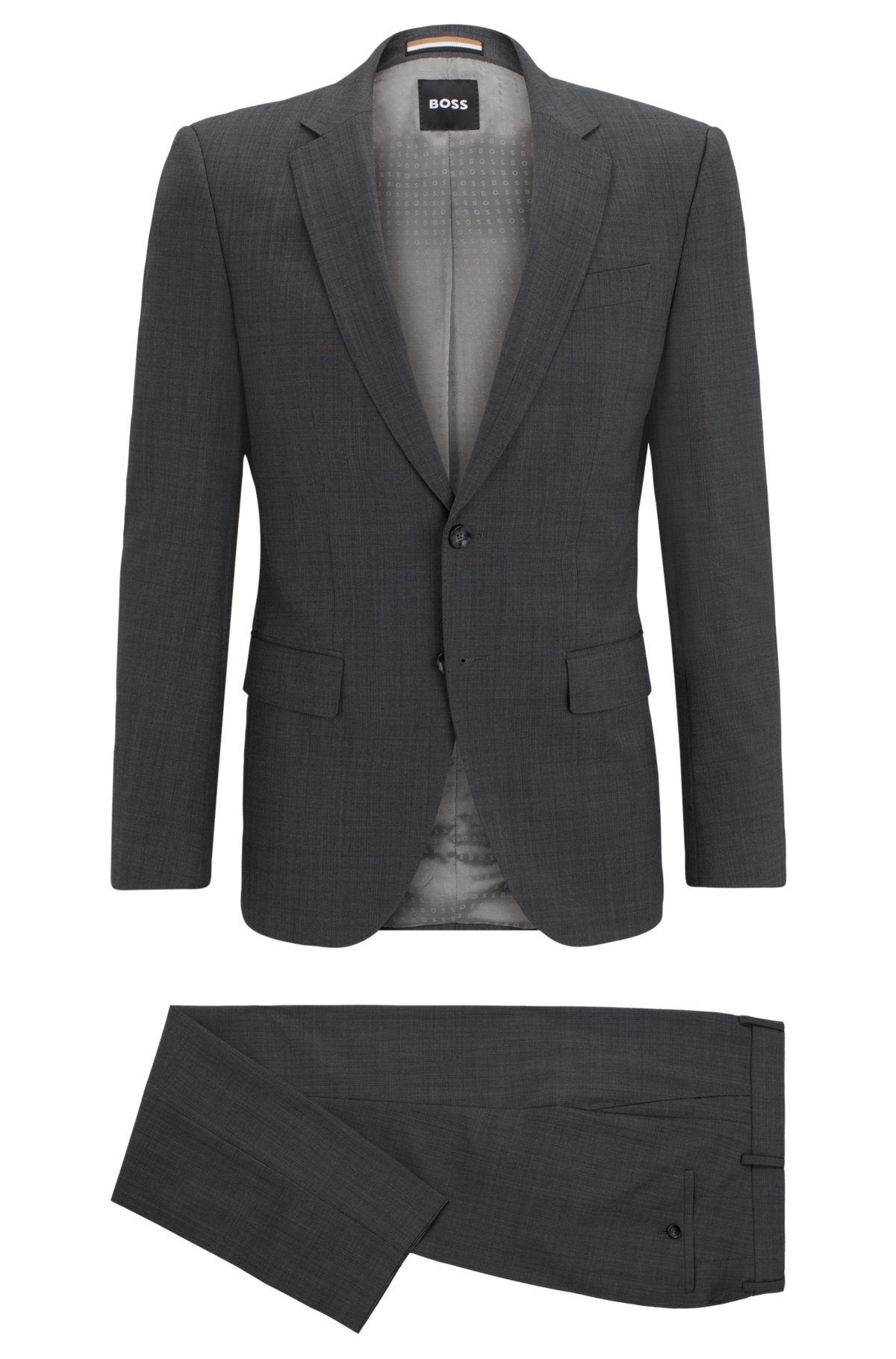 BOSS - Slim-fit suit in micro-patterned stretch cloth