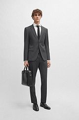 Slim-fit suit in micro-patterned stretch cloth, Dark Grey