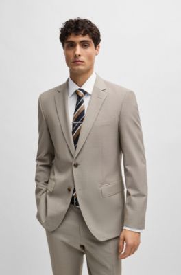BOSS - Slim-fit suit in micro-patterned stretch cloth