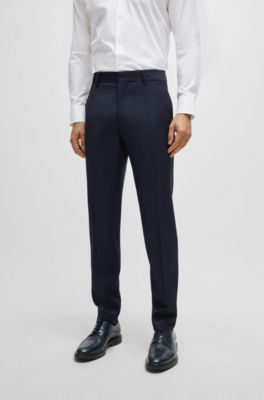 BOSS - Gemusterter Slim-Fit Dreiteiler aus Stretch-Wolle