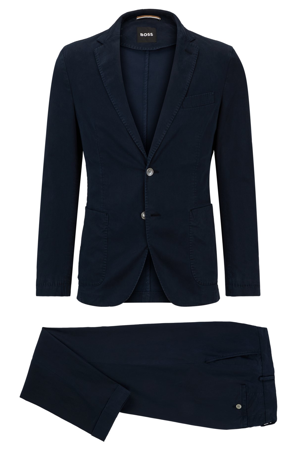 BOSS - Slim-fit suit in stretch fabric with cotton