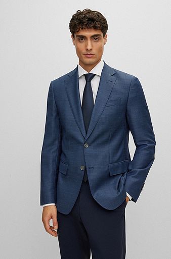 Navy blue suit pants with micro motif